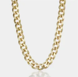 LC American Fashion 12mm Chunky Necklace Style 24 Karat Gold Filled Stainless Steel Gold Chain Necklace