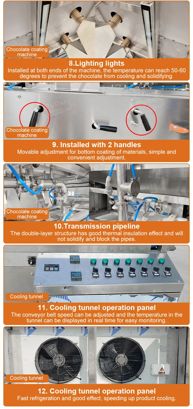 MYONLY Fully Automatic Small Temper Chocolate Bar Enrobe Dip Chocolate Coating Machine Cake