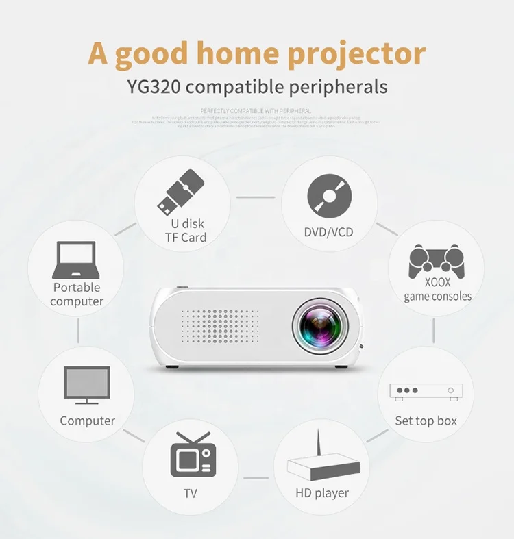  Lejiada Мини проектор для детей Портативный 1080p Поддержка 4K экран мобильного телефона осветительный светодиодный прибор дневного мини-проектор YG320 открытый домашнего