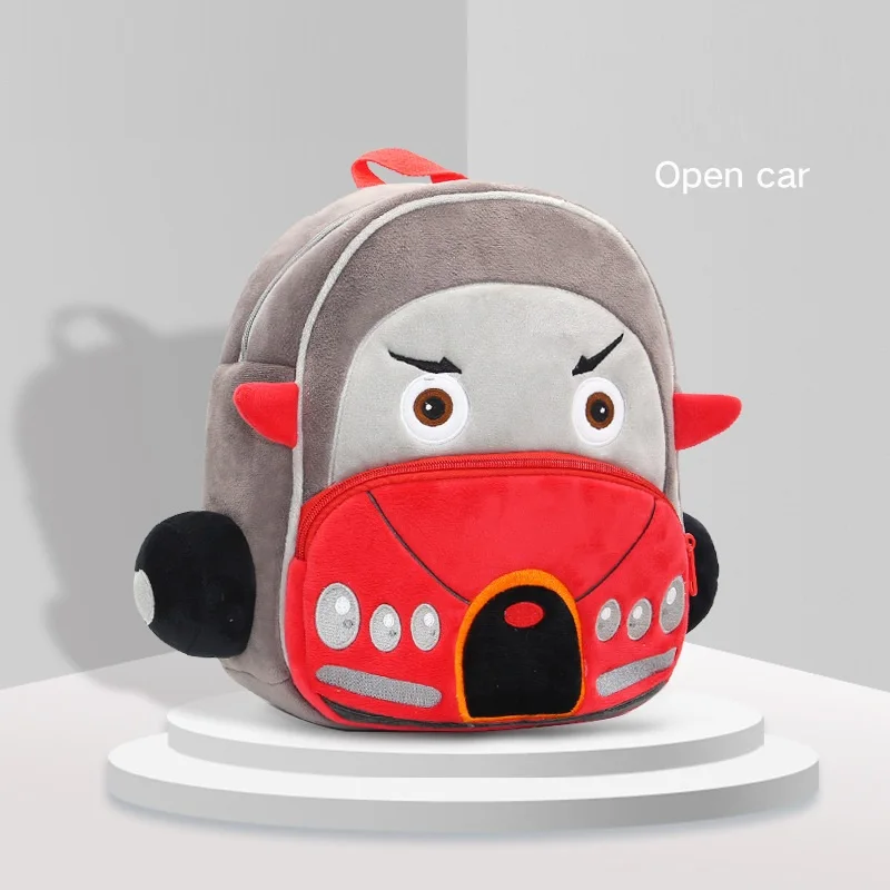 Cartoon Car Plush Backpacks 3d Bus Police Truck Mini Kids School Bag For Kindergarten Girls Boys Plush Backpack
