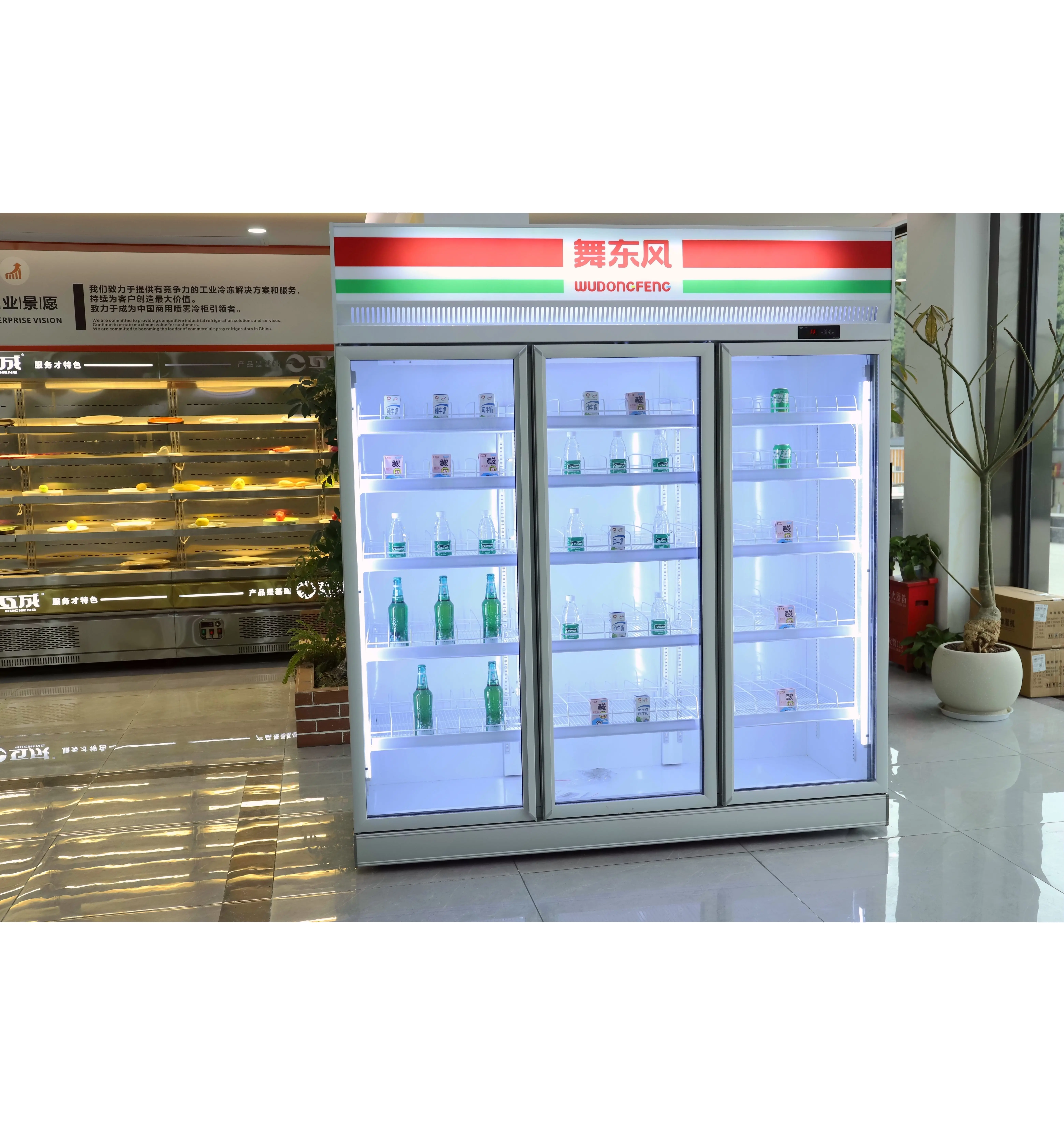 REBIRTH Instant Global Delivery Glass Door Fresh Frozen Fruit And Vegetable Beverage Vertical Freezer For Wholesale