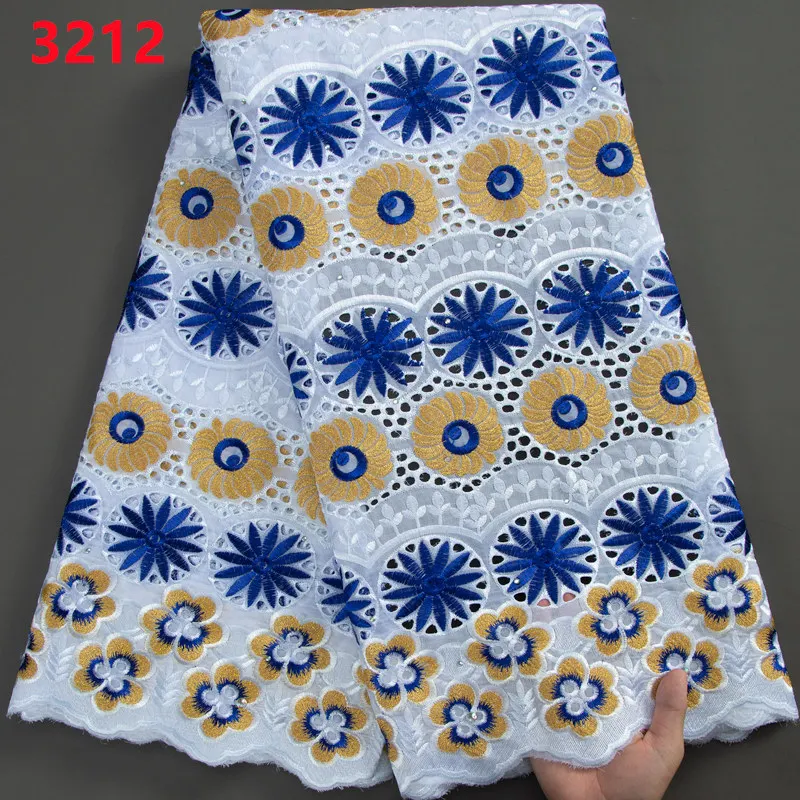 3212 African Swiss Cotton Lace Fabric 2023 High Quality Nigerian Embroidery Lace Fabric with Florals for DIY Wedding Dresses
