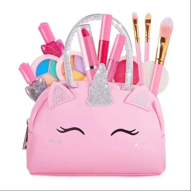 Gifts For Girls Natural Non Toxic Kids Makeup Bag Washable Kids Lipstick Water-based Nail Polish Easy to Peel-off