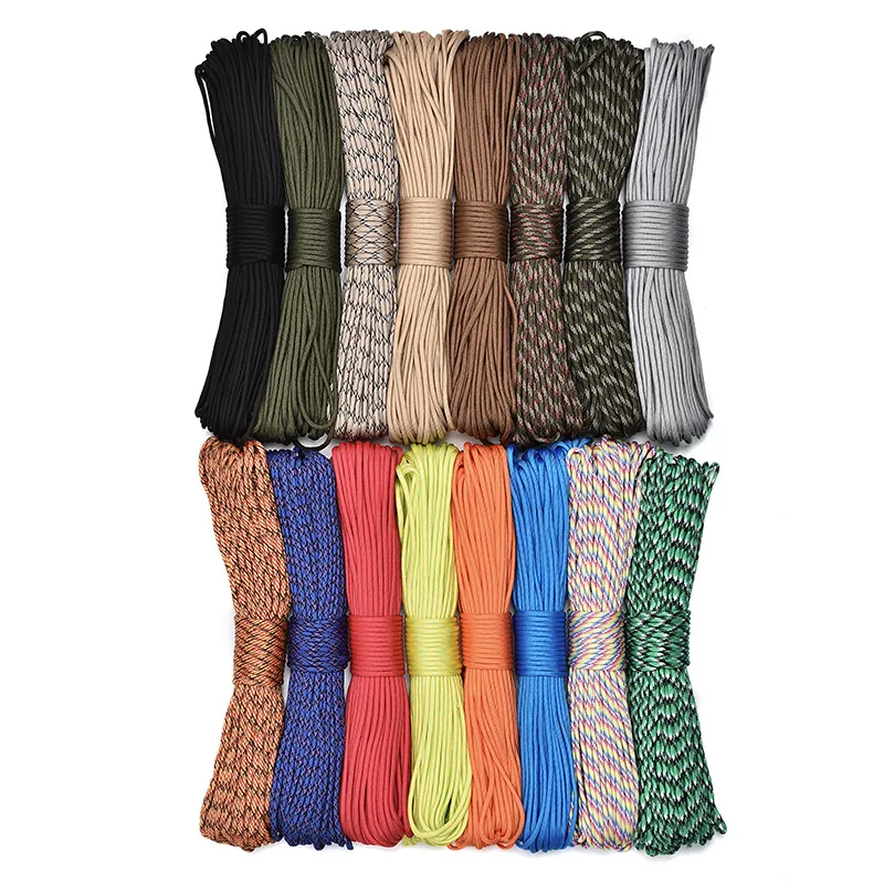 Qibu Camping Utensil Organizer Rope 550 Catenary Umbrella Line 9 Core Nylon Braided Clothesline Outdoor Rescue Car Rope