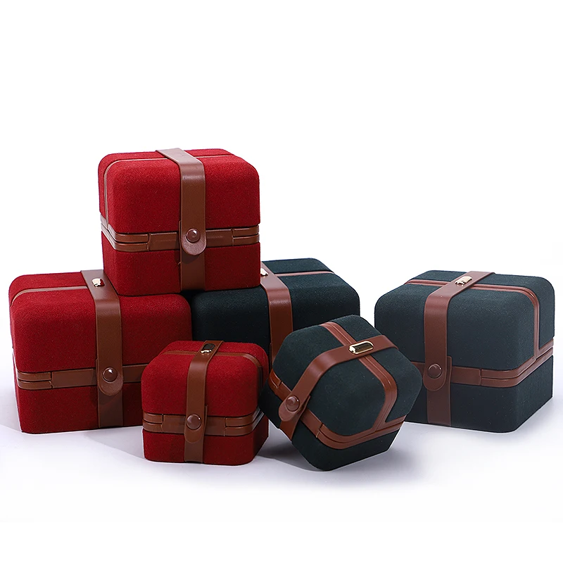 Hanhong wholesale jewelry custom logo green jewelry box luxury earrings bracelet necklace ring box jewelry packaging box