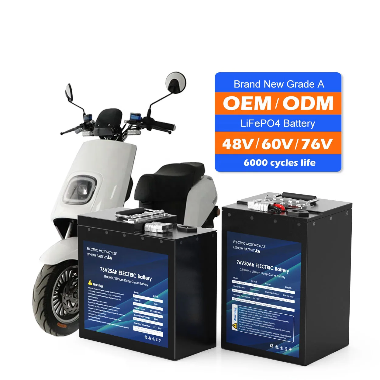 High Power Electric Motorcycle Battery 48V 60V 72V 20AH 30AH 50AH Lithium Batteries For 1kw 3000w 5000w Electric Bike Motor