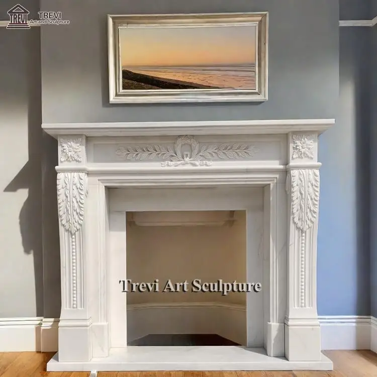 Customized High-quality Italian Carrara Marble Fireplace Mantel Wholesale