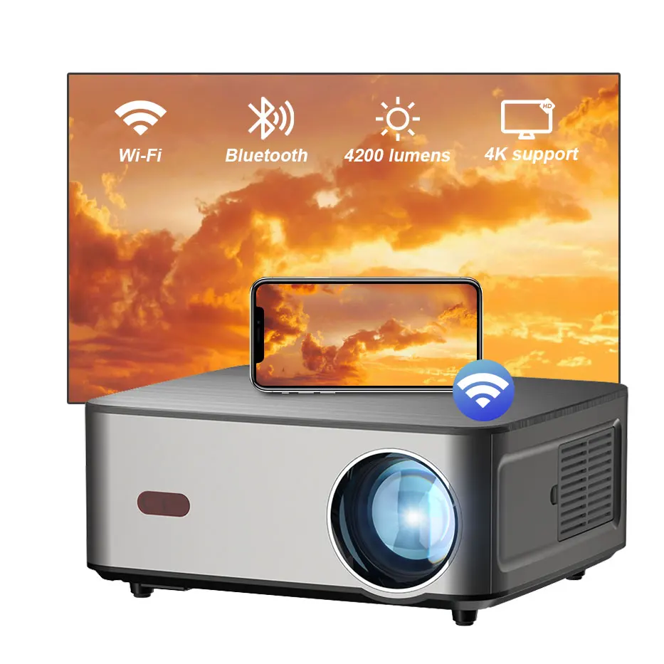 RIGAL P1E 4k wifi bluetooth projector projection screen 150 inch the freestyle tv retro professional projector for iphone