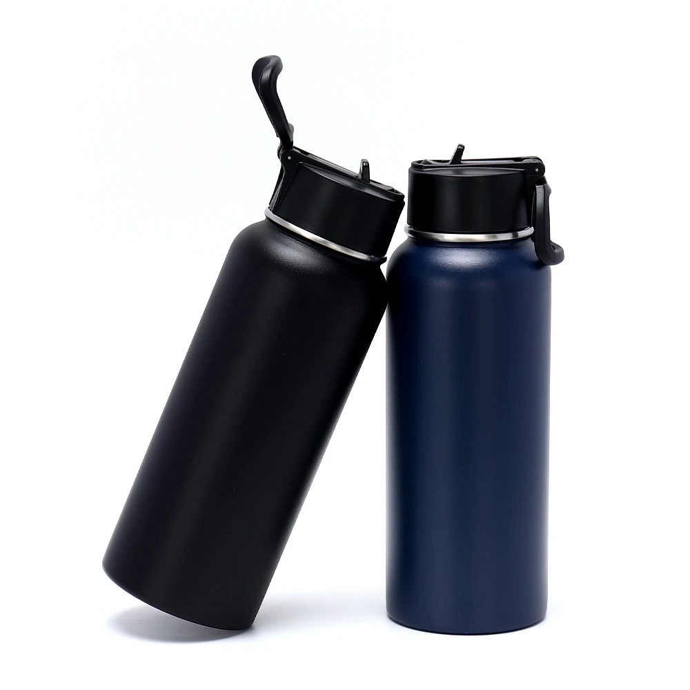 Motivational Water Bottle For Sport With Straw Lid Vacuum Mountain Bike 32oz Water Bottle Stainless Steel With Straw