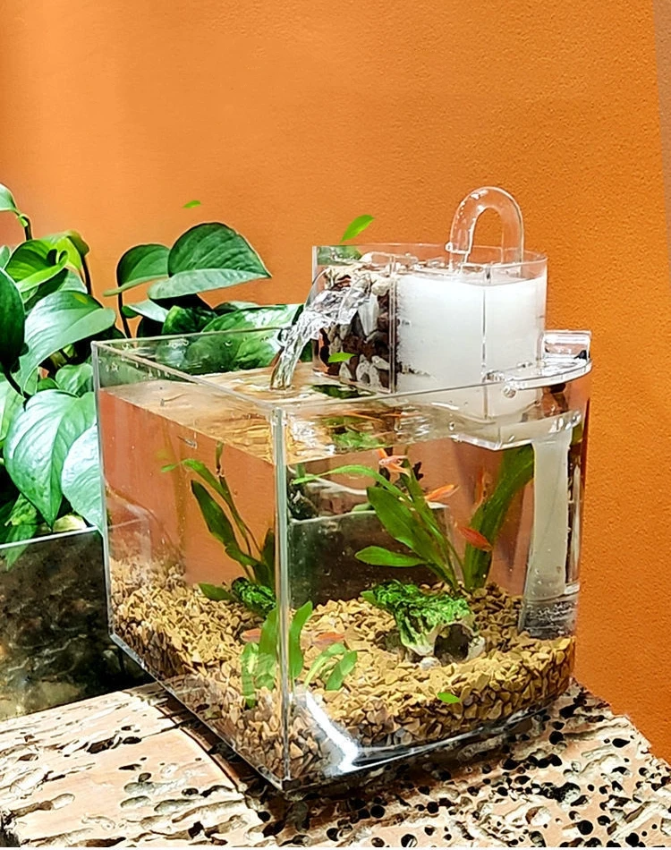2023 Eco-friendly Home Office Garden Decoration Small Acrylic Marine Aquarium Transparent Acrylic Fish Tank with Cabinet