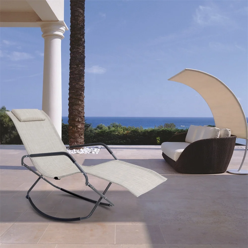 
Outdoor Relaxing Zero Gravity Chair Folding Beach Leisure Rocking Chair for Balcony Garden Patio etc. 