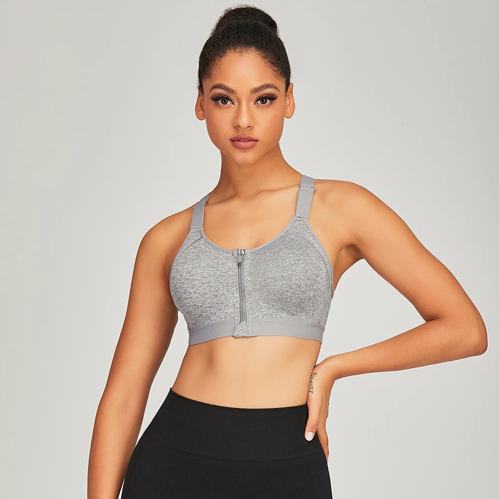 Yoga and Sports Bra Custom Brand Women Fitness OEM Customized Spandex Anti Logo Style Fashion Zipper Top