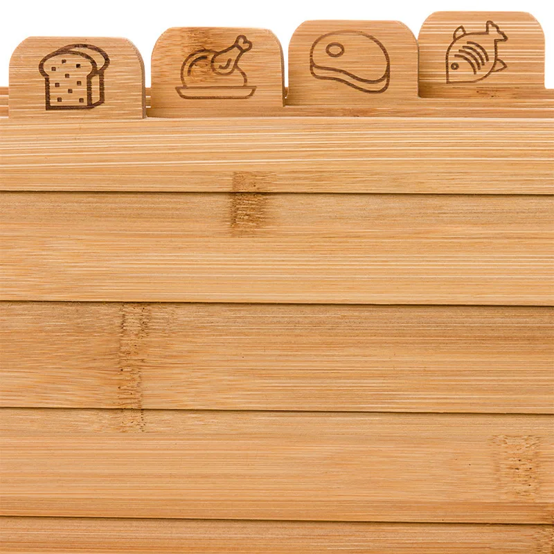 Sustainable wood bamboo chopping board four-piece set household kitchen set with rack  fruit cutting board