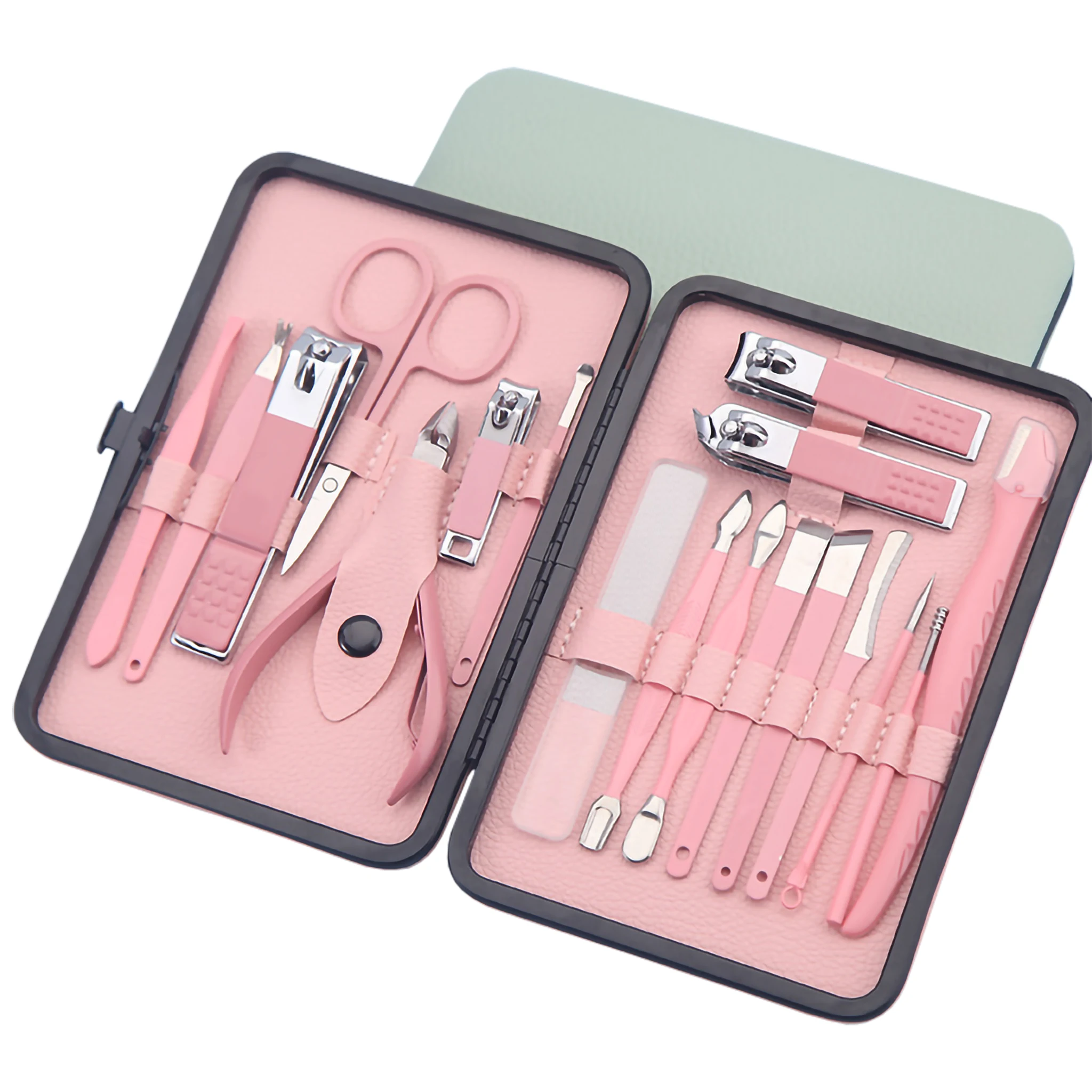 New Arrival 18 In 1 Nail Cutter Set Stainless Steel Nail Clippers Manicure Pedicure Kits Scissors Beauty Tools with Folding Case