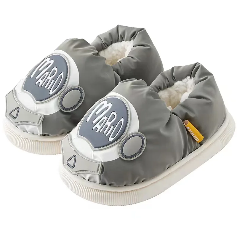 Spaceman Cartoon Boys Girls Anti Slip Thicken Sole Down Cloth Waterproof 2022 Winter Shoes For Kids