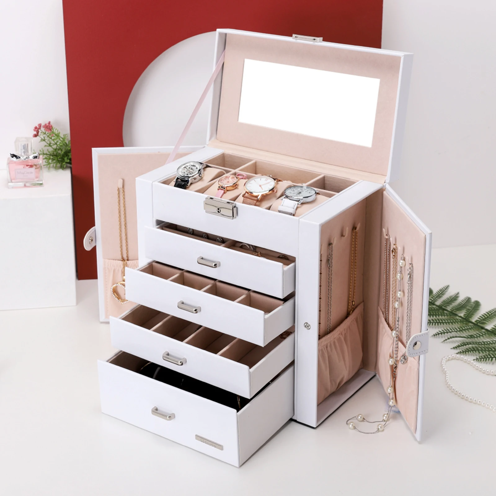 Discount Pu Leather Jewelry Case Box Custom Jewelry Case With Multi-layers
