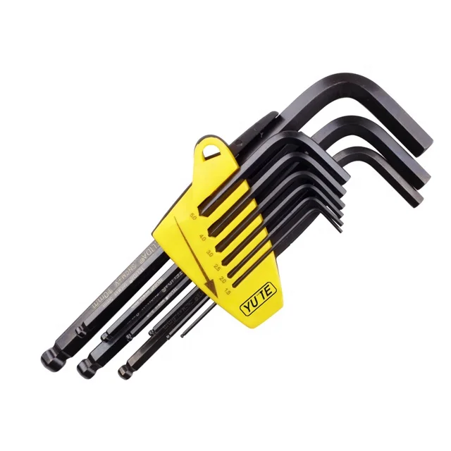FLOURISH 9PCS short arm Ball Point Hex Key / hex key screw / hex key spanner 40Cr-v black Oxidized
