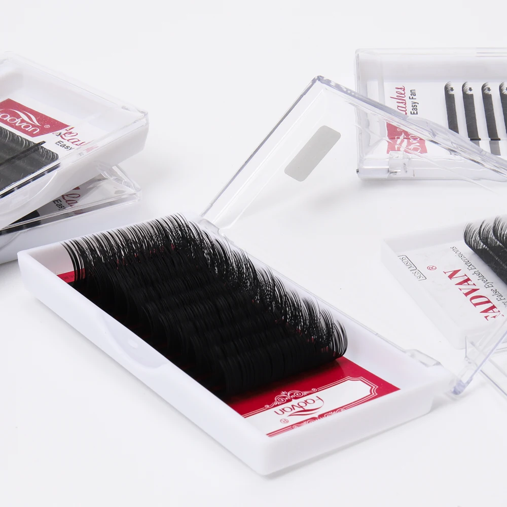  Speed 1s Easy Fanning Lashes Extension Natural Auto Blooming Fans Scrubs Black Matte With Lashbox Falsch Fadvan
