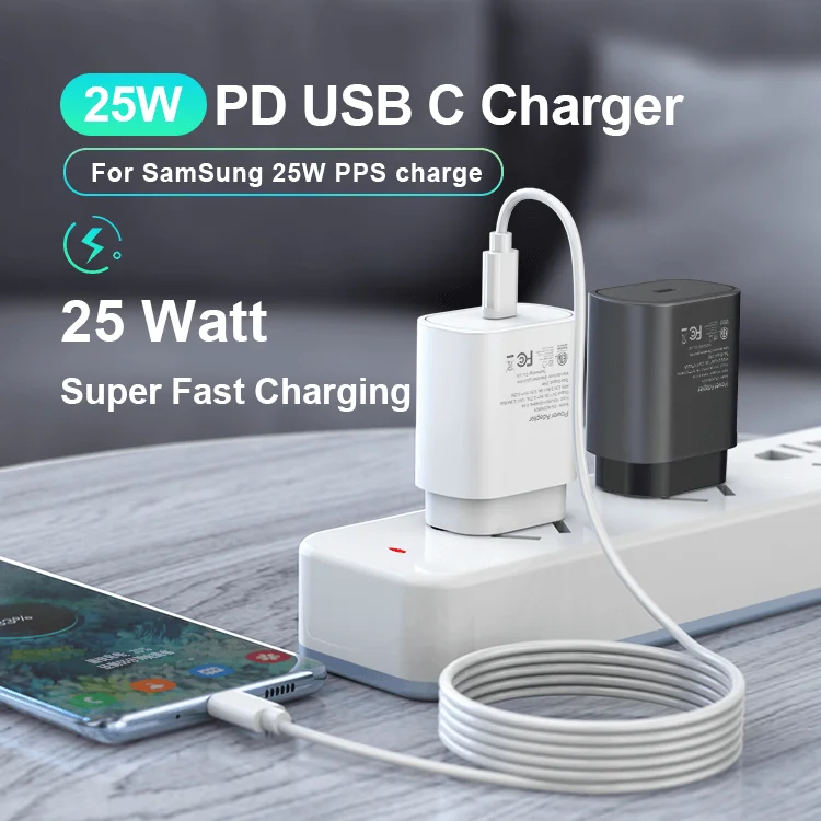 Быстрое зарядное устройство типа C 25 Вт Быстрая зарядка PD USB для i Phone 12 Sam