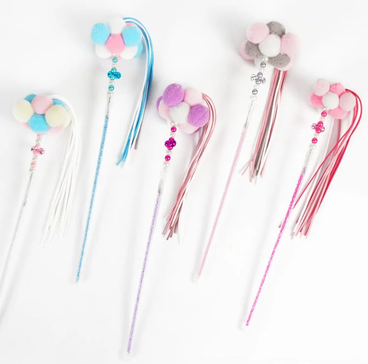 2021 cheap rabbit fur cat charmer wand with small bell