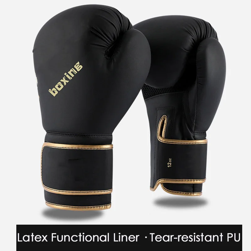 Custom Logo Tear Resistance PU Leather Boxing Gloves with Wrist Support Punching Training Boxing Gloves
