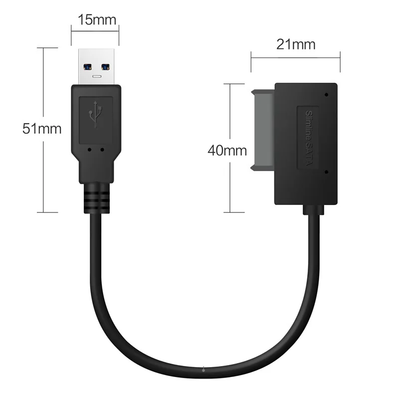USB 2.0 To Mini Sata II 13Pin Adapter Converter Cable for Laptop CD/DVD ROM Drive Adapter Drive Cable for Notebook