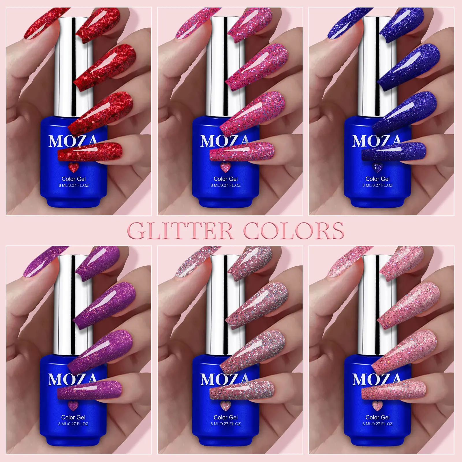 2023 new arrival 6pcs moza moon gel polish set uv led soak off nail kit professional gel nail polish starter kit