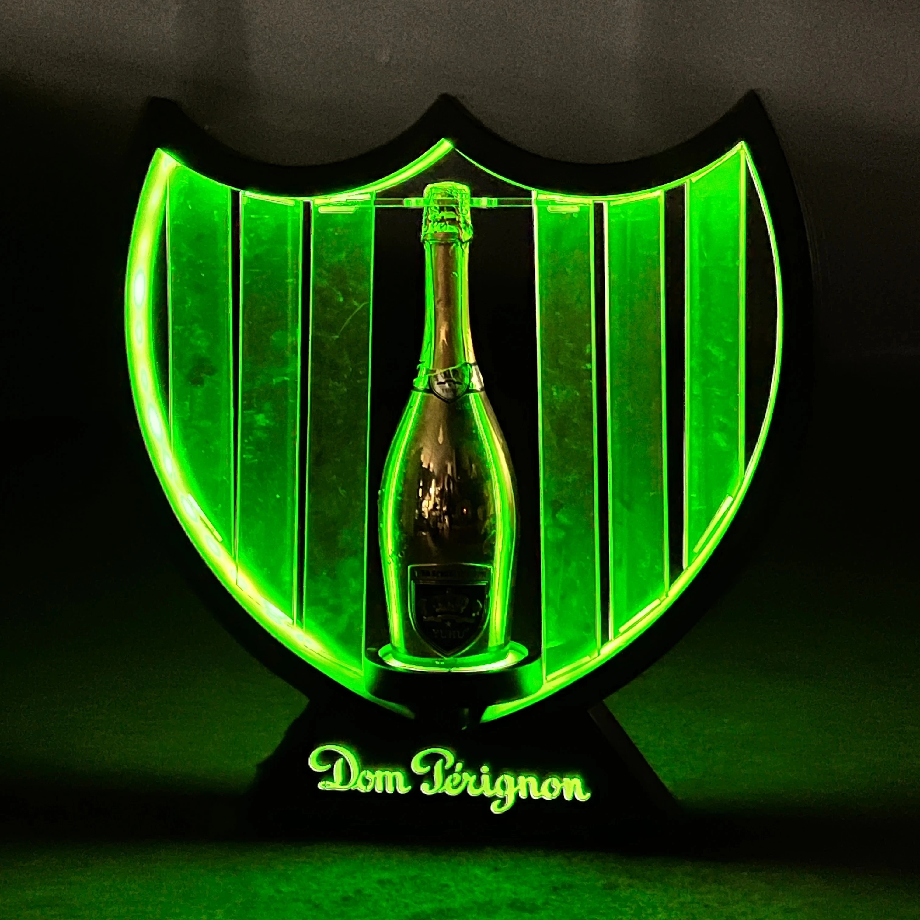 LED Green Light Champagne Bottle Presenter Wine Bottles Shield Glorifier Display Neon Sign VIP Bottle Service Tray