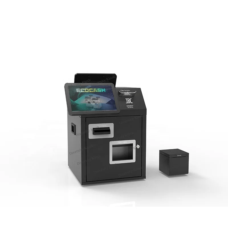 10inch Ecocash Deposit notes and coins Cash Register Cash Deposit and Withdraw Kiosk Machine