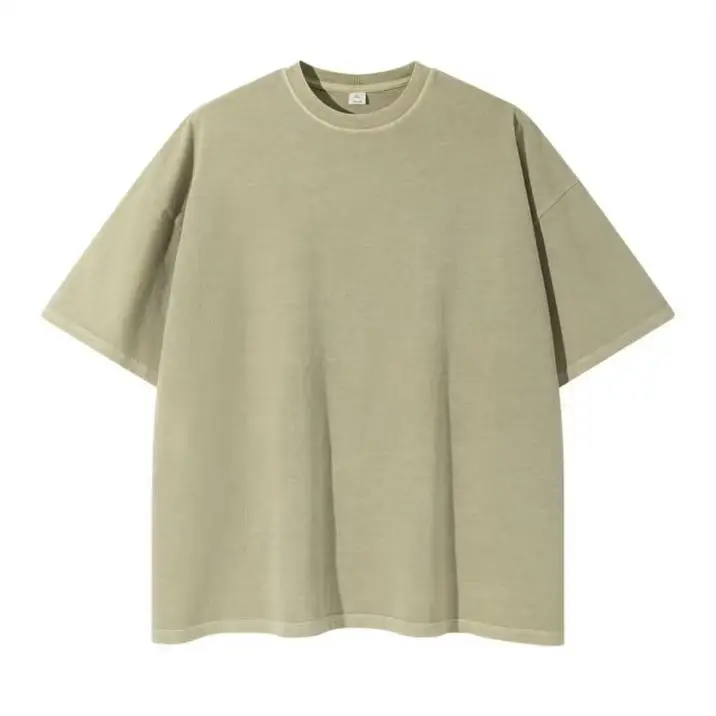 T-Shirt Sleeved Solid High Neck Vintage Wholesale Fashion Drop Shoulder Polyester For Men Unisex Blank Premium T-Shirt For Men