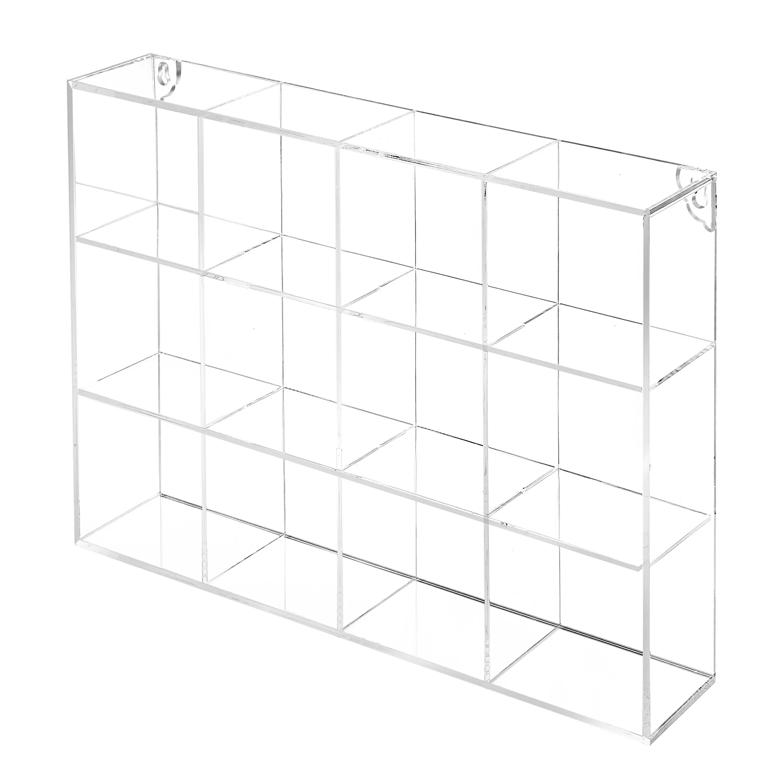 Counter Top Display Case Wall Mounted Organizer Shelf Acrylic 12 Compartment Storage Display Case For Home Decor
