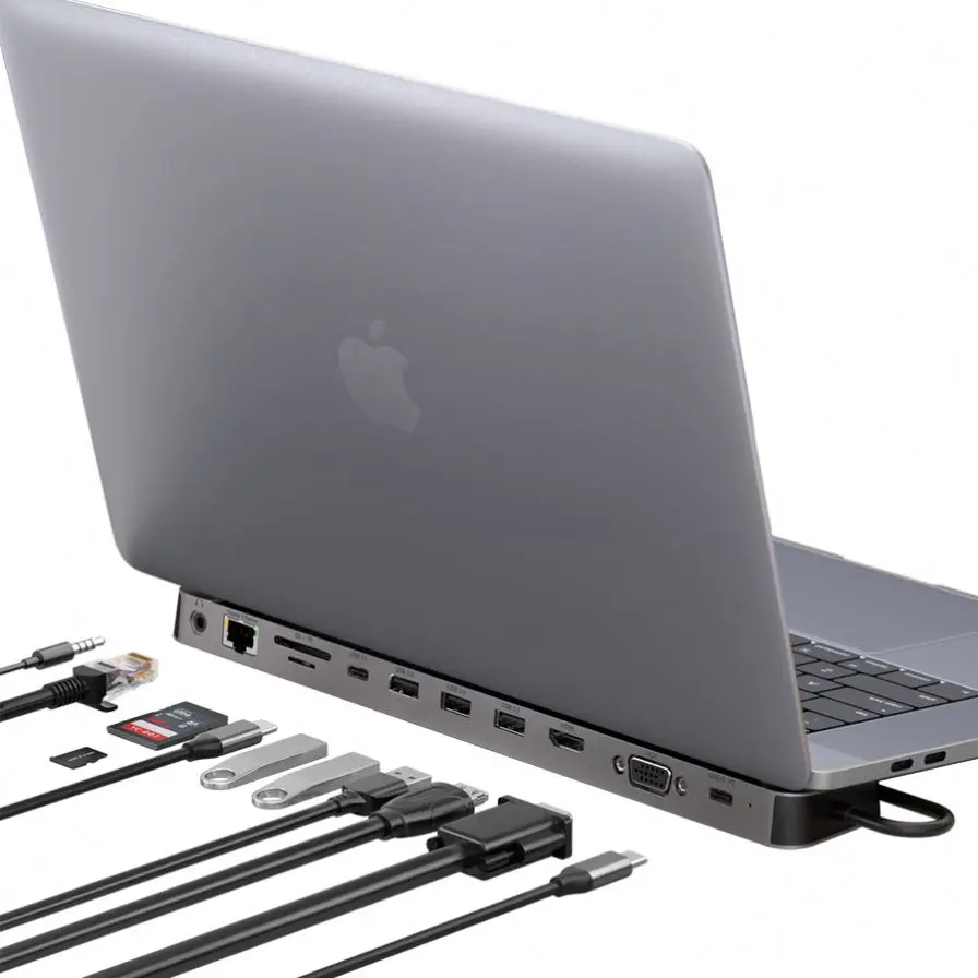 11in1 Type-C Hub Docking station 4k HDTV VGA RJ45 100WPD Laptop Holder Docking Stations