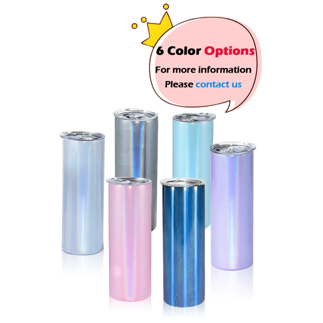 US Warehouse stocked 20oz Sublimation shimmer Glitter Light Tumbler Cups in Bulk With sliding Lid and Straw