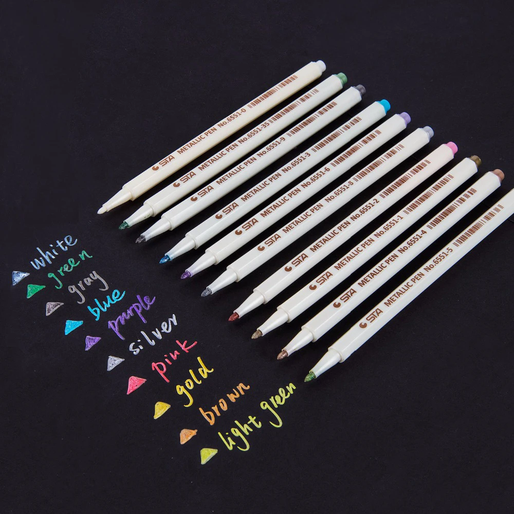 Custom 6-Color Glitter Metallic Silver Shimmer Art Marker Permanent Waterproof Outline with Acrylic Paint Pens