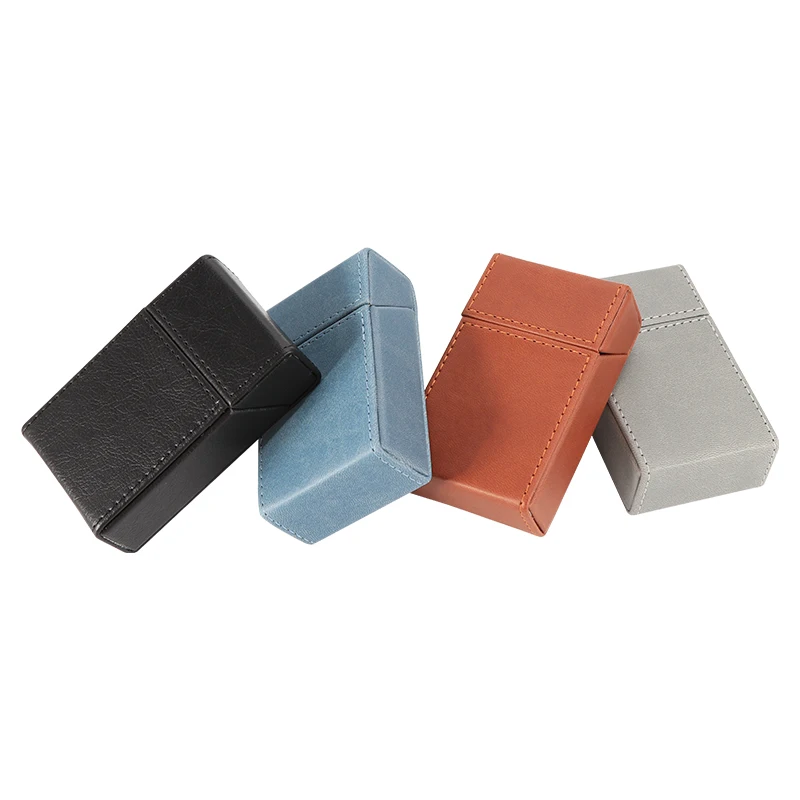 2024 Wholesale 20pcs Slender Cigarette Pu Leather Magnetic Buckle Cigarette Box Hot Selling Men Portable Leather Cigarette Case