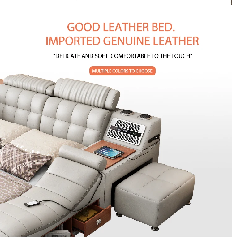 
Stylish Electric Massage Leather Music Intelligent Design Secret Safe Storage King Size Beds 