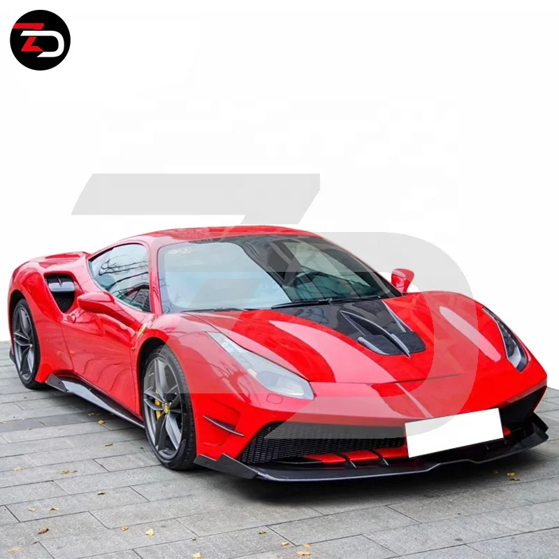 Factory Price MIS Style Front Bumper Side Skirts Carbon Rear Diffuser Wing For Ferrari 488 Spider GTB Body Kit Engine Hood
