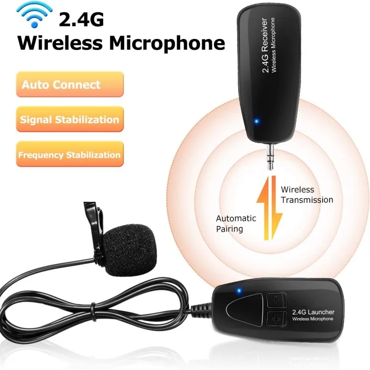 High Quality Manufacturer 2.4G Wireless Lavalier Microphone Professional Lavaliver Collar Mic