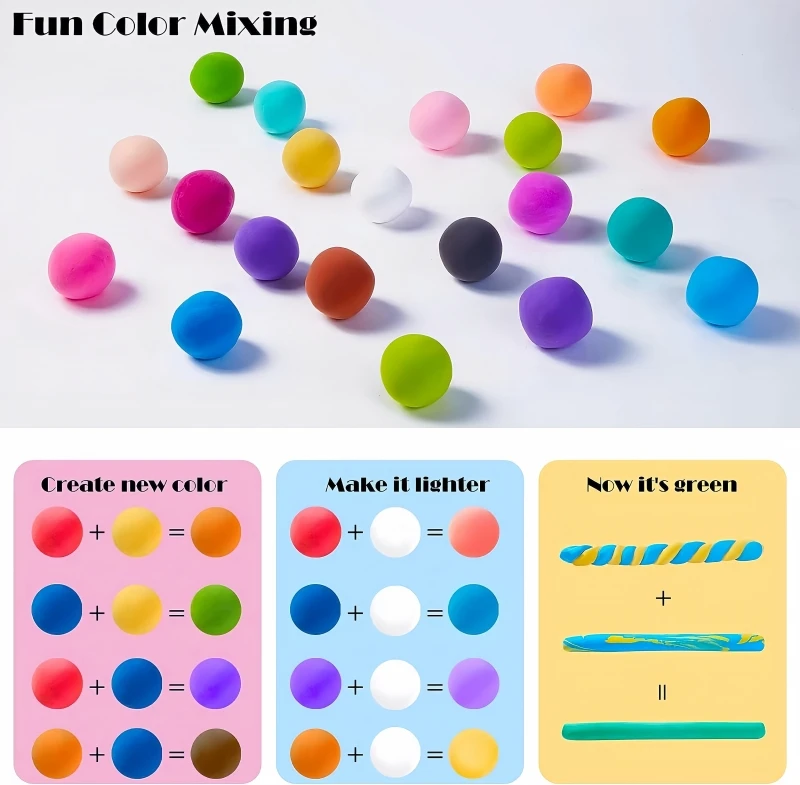 48 Colors Oven Bake Modeling Clay dough & Slime Set Art  Polymer Clay Kit with 5 Sculpting Tools Ultra Light Clay