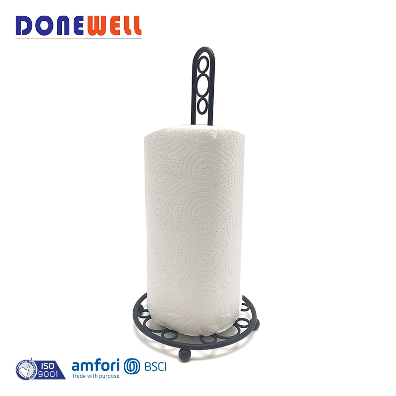 Professional kitchen tissue paper roll holder black standing hand table towel holder