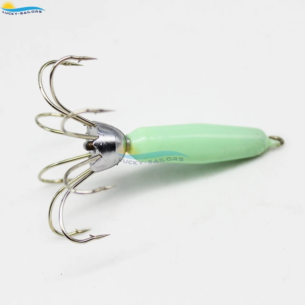 Glow in Dark Luminous Bulb Jigs Trolling Octopus Fishing Lures Hard Body Bait Hoochies Assorted Squids