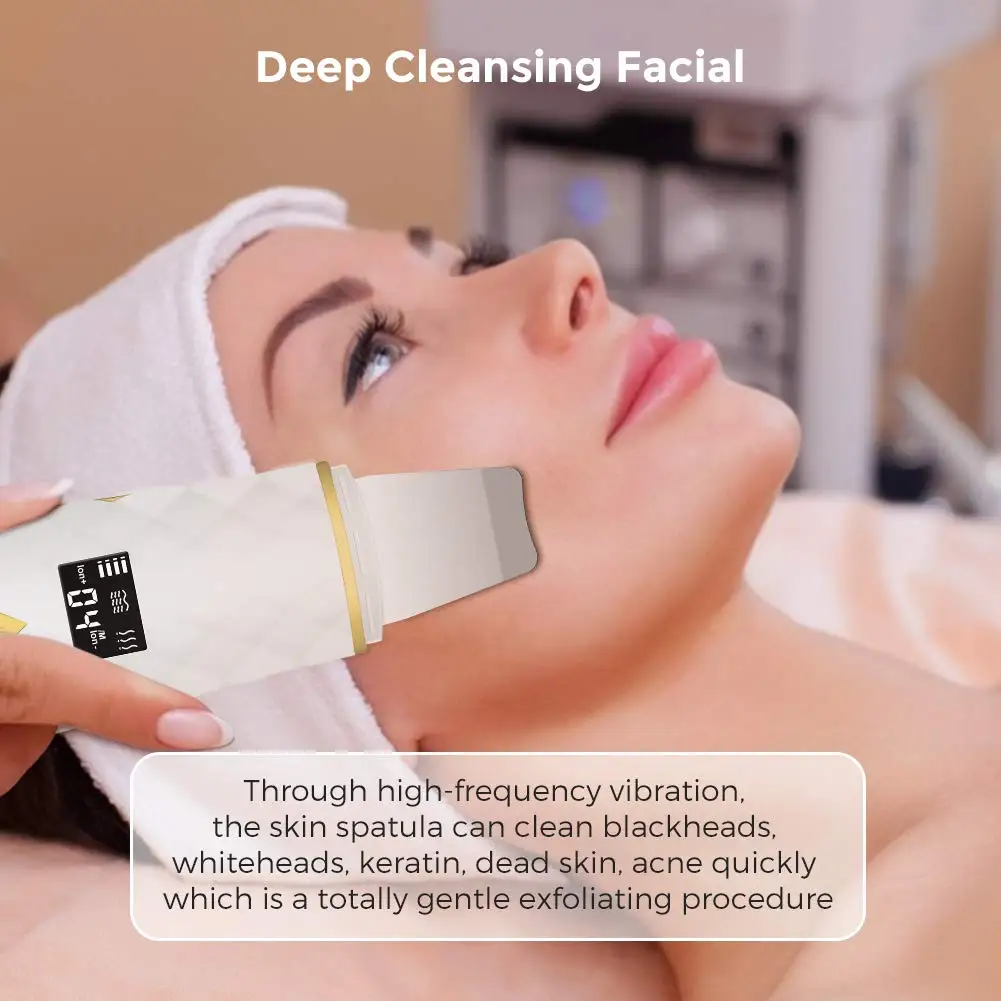 
Portable EMS Ultrasonic Facial Pore Cleaner Machine Skin Peeling Scrubber for Exfoliator Blackhead Face Lift 