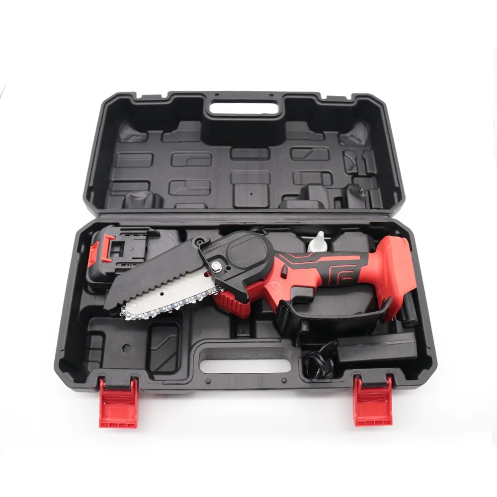 4 Inch Cordless Power Chainsaw Saws Portable Electric Chainsaw Pruning Shears Chainsaw for Courtyard Tree Branch Wood Cutting