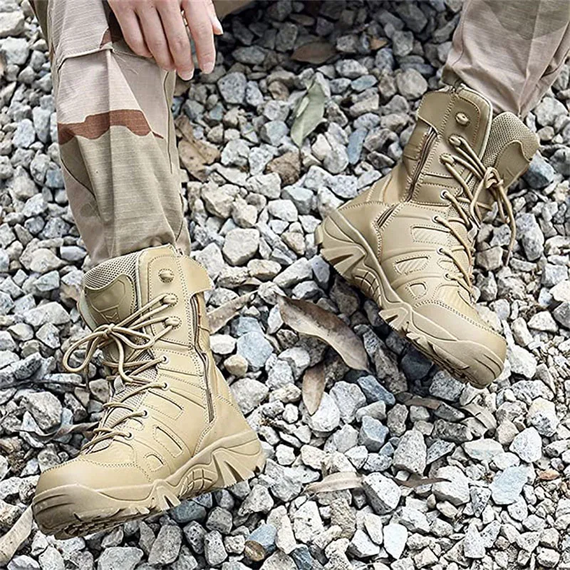 Sturdyarmor Custom Leather Black Desert Boots Climbing Outdoor Training Sport Water Resistant Non Slip Tactical Boots For Men