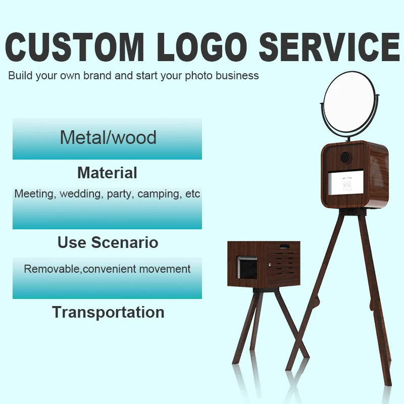Photo Booth,PhotoBooth Tripod Wooden dslr for Weddings Vending Machines Multi-Device Support PhotoBooth Shell Custom Logo