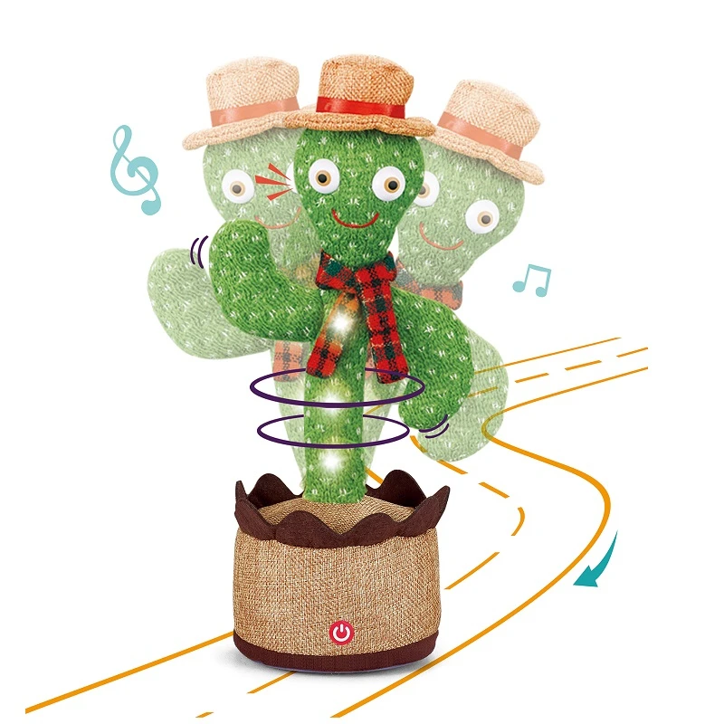 Hot sale electric cactus plush toys 120 songs singing talking running dancing cactus toy for kids