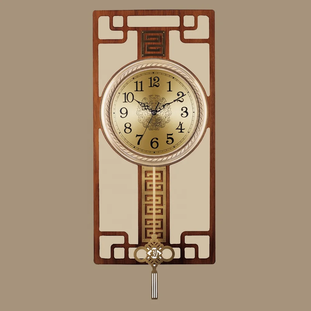 Hot Selling Chinese Design Brass Alloy Pendulum Swing Single Wall Clock Home Decor