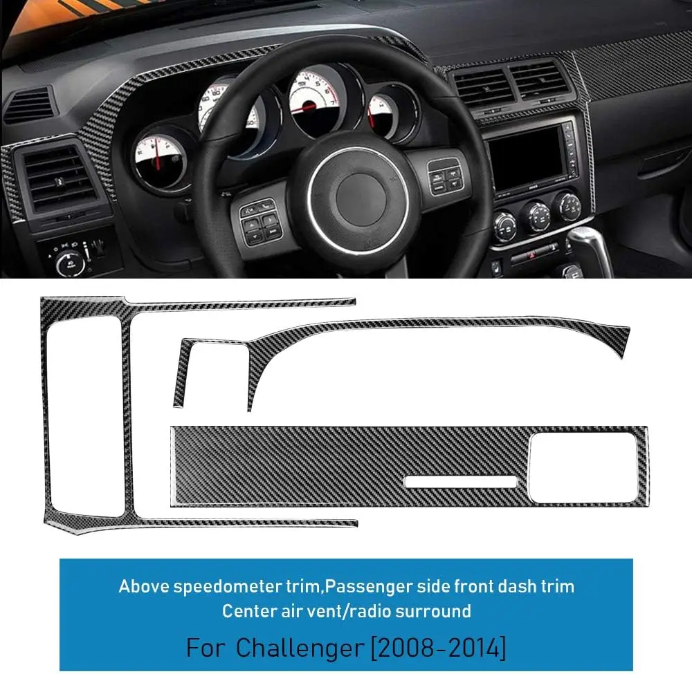 Car Center Control Dash Panel Sticker Carbon Fiber Interior Trim for Dodge Challenger 2008-2014 Accessories Interior decoration