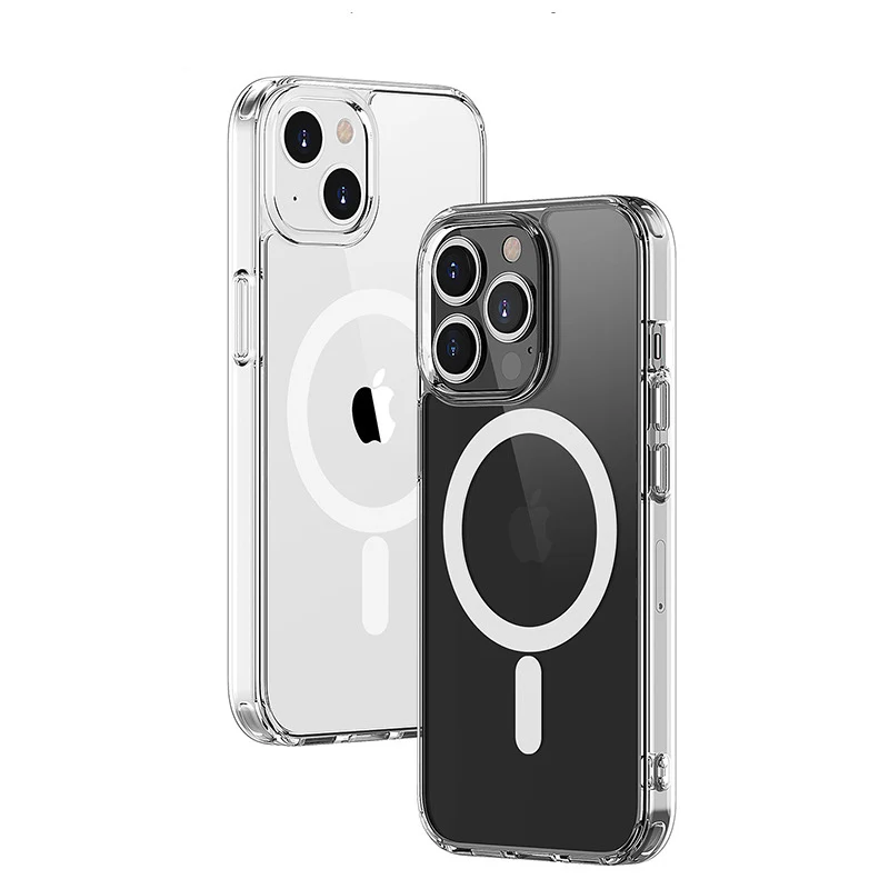Прозрачный чехол Magsafe для iPhone 13 14 Pro 12 11 XS Max задняя крышка из поликарбоната ударопрочный Магнитный
