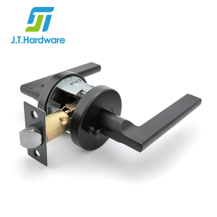 Zinc Alloy Matt Black Toilet Bathroom Door 60mm Privacy Tubular Latch Lever Door Handle Lock